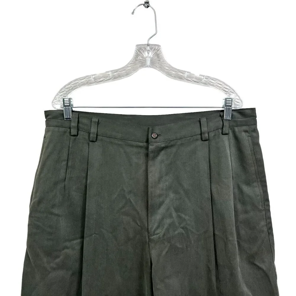 Cezani Mens Chino Shorts Stretch Pleated Slash Pockets Green Size W36*